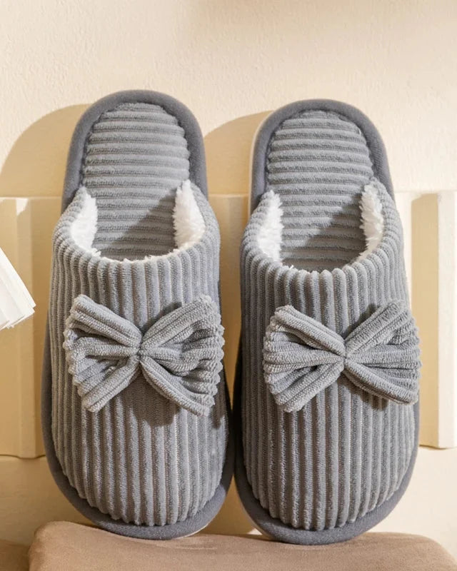 Chausson femme velours noeud