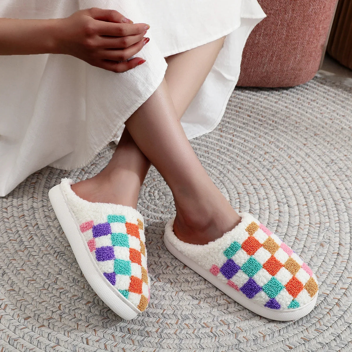 Chausson pantoufle coton semelle