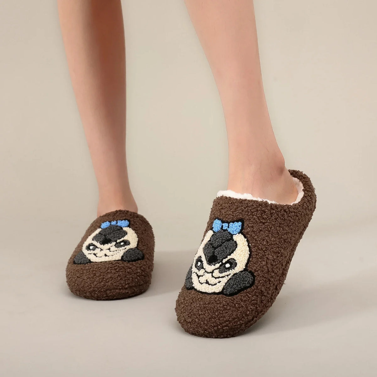 Chausson femme carlin peluche