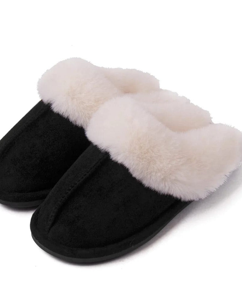 Chaussons imitation daim fourrés