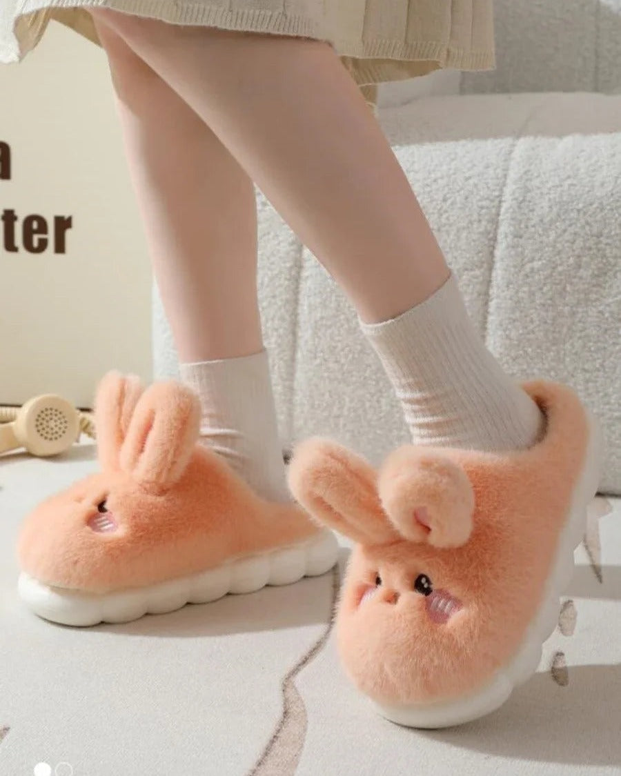 Chausson femme lapin fourrure