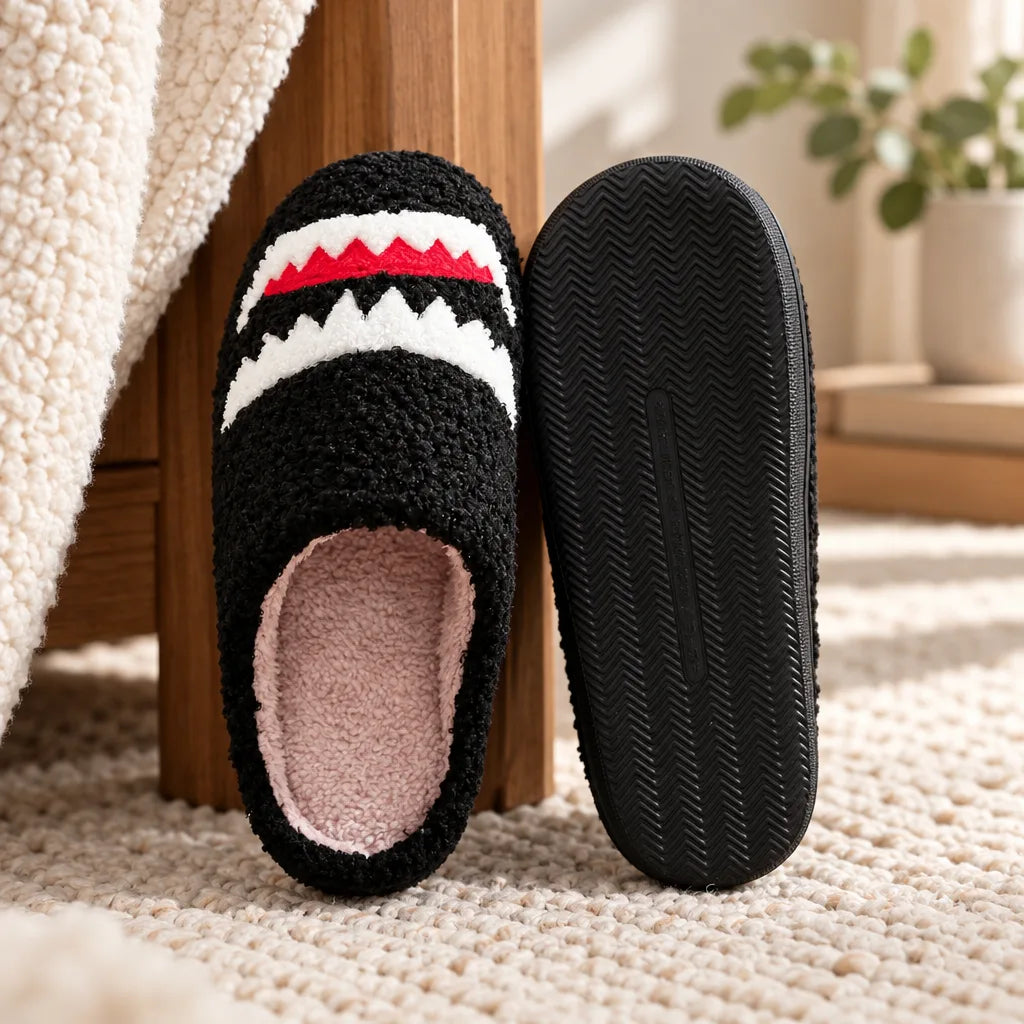 Mules peluche requin