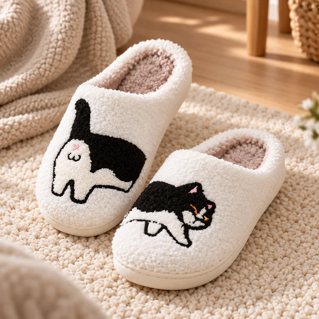 Chausson femme motif chat