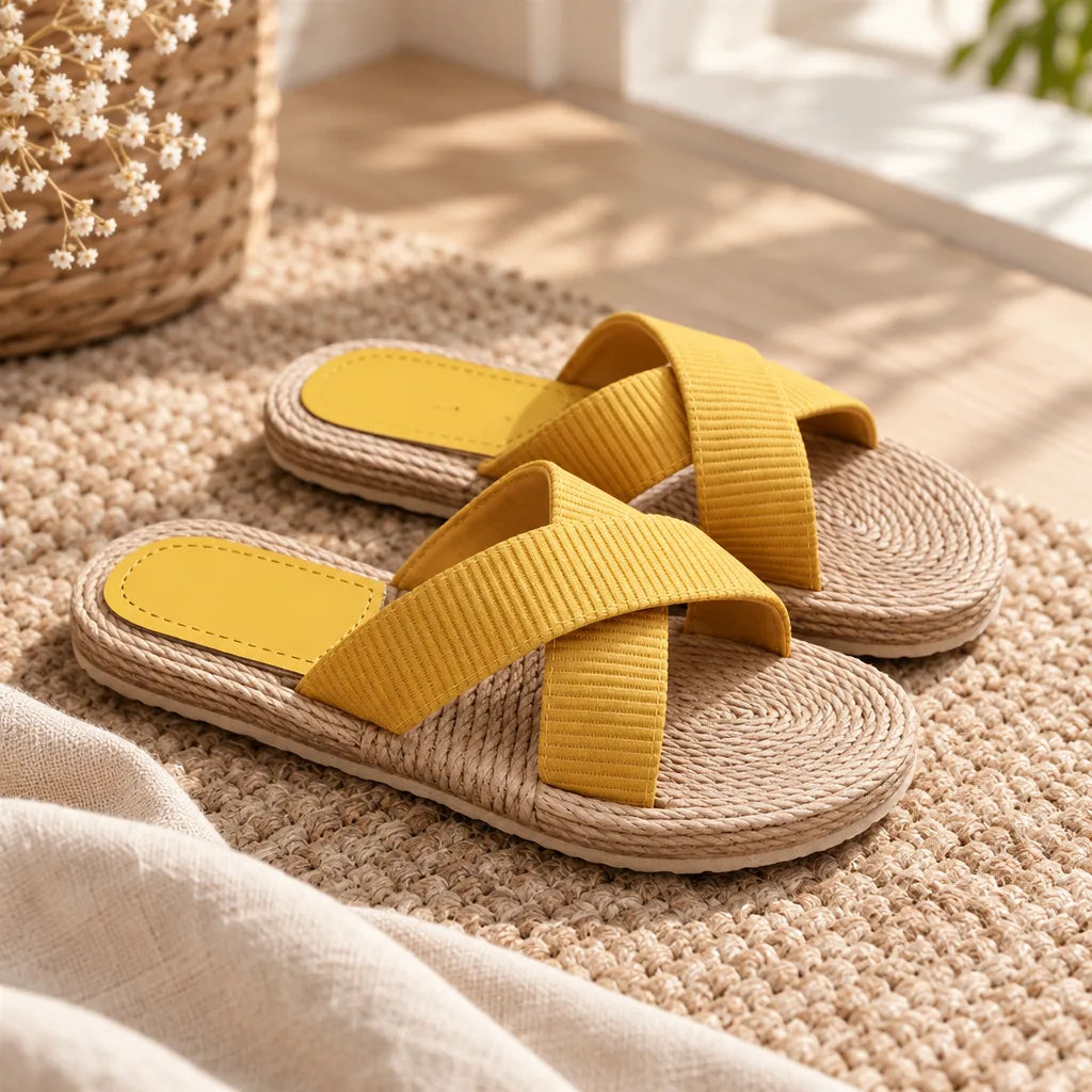Sandales chaussons femme chanvre