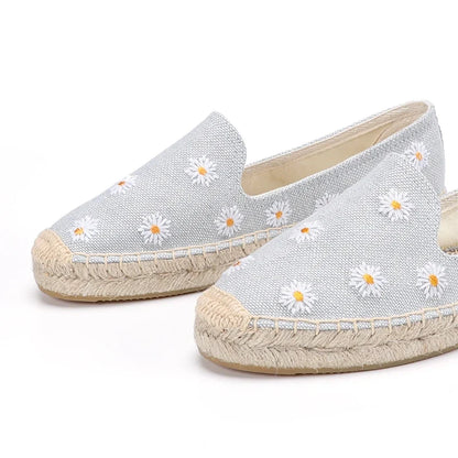 Chausson femme espadrille marguerites