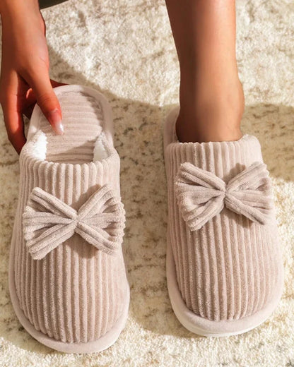 Chausson femme velours noeud