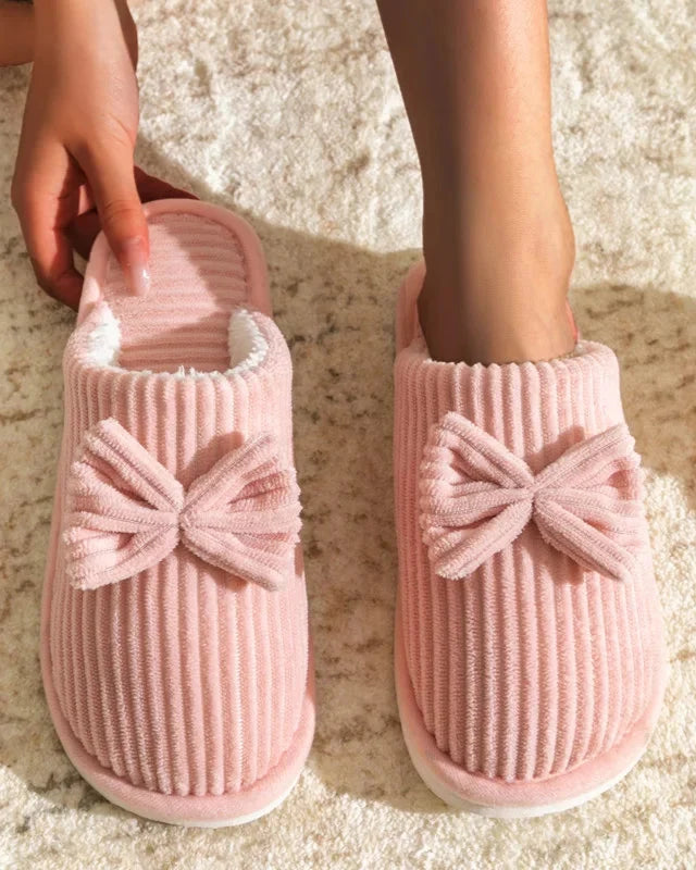Chausson femme velours noeud