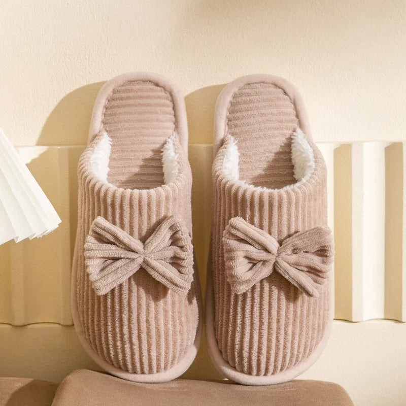 Chausson femme velours noeud