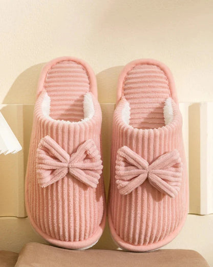 Chausson femme velours noeud