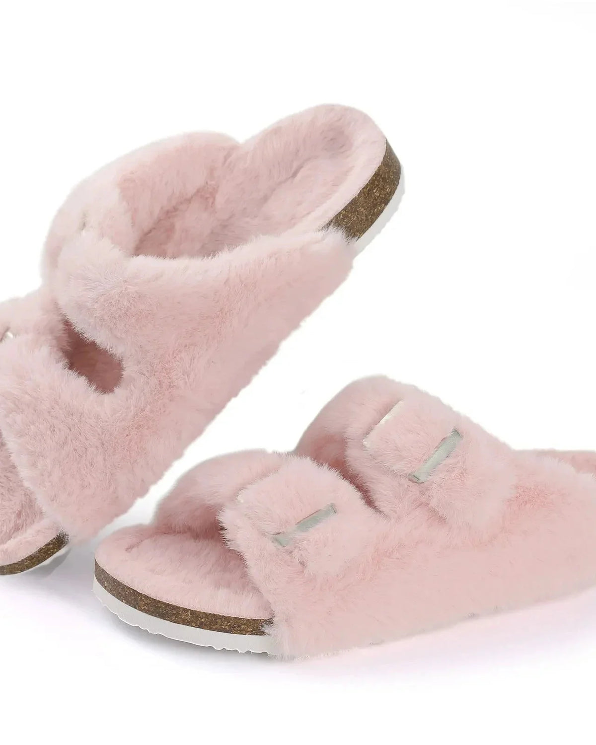 Chaussons fourrure double bride