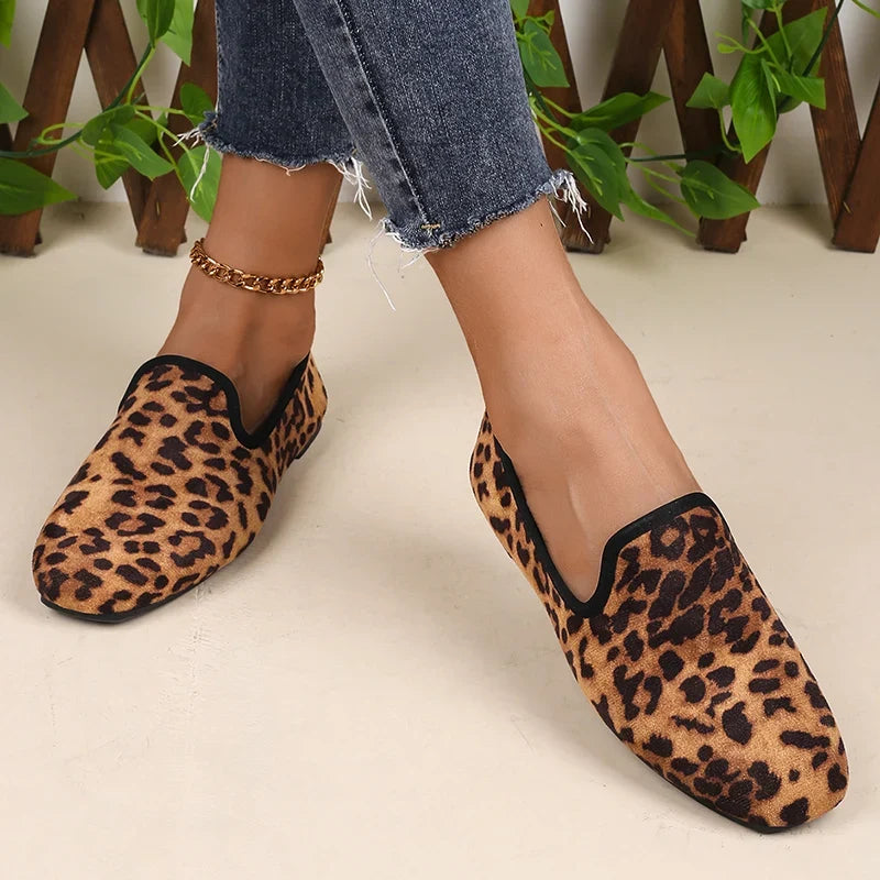 Chausson plat faux leopard