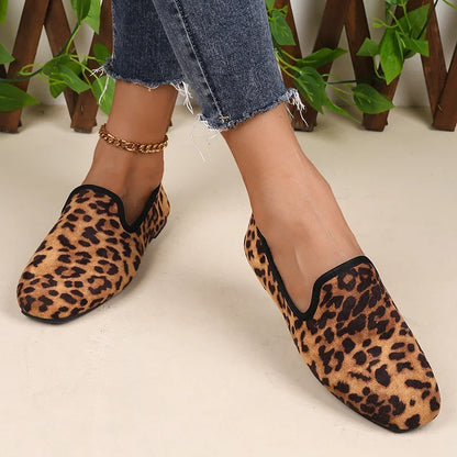 Chausson plat faux leopard