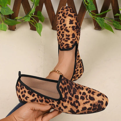 Chausson plat faux leopard