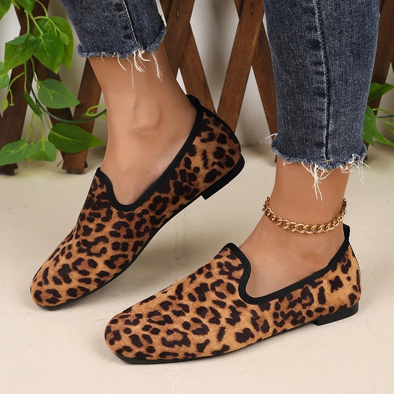 Chausson plat faux leopard