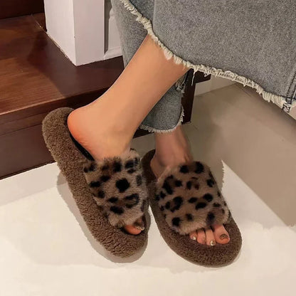 Chausson femme motif léopard