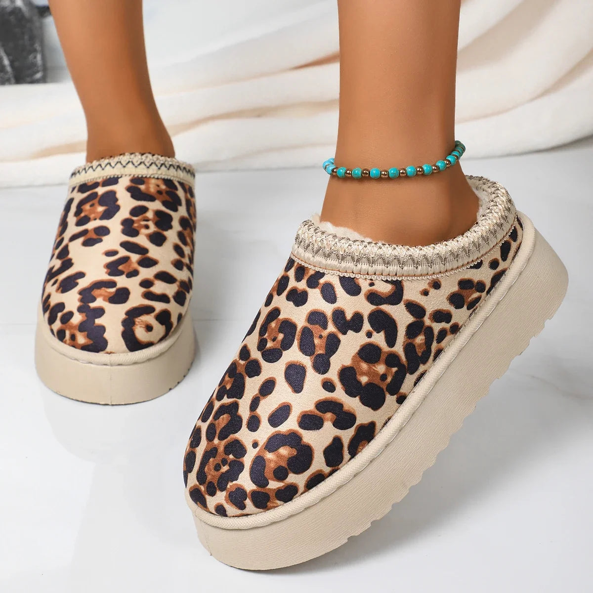 Chausson plateforme femme motif