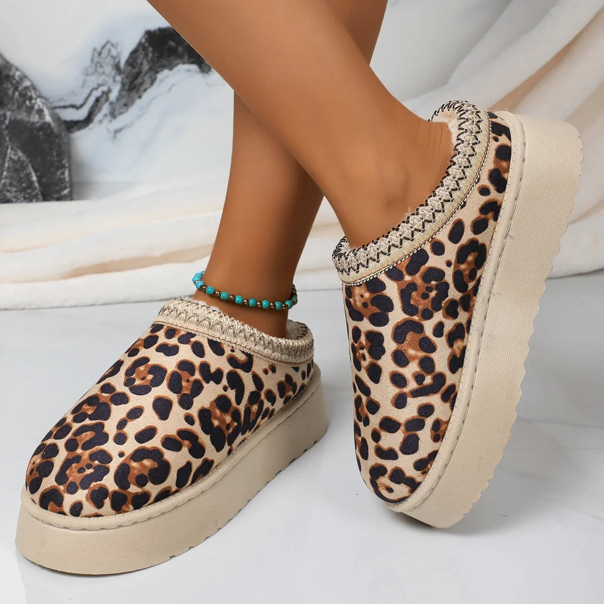 Chausson plateforme femme motif
