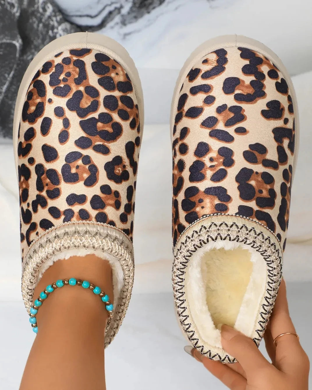 Chausson plateforme femme motif