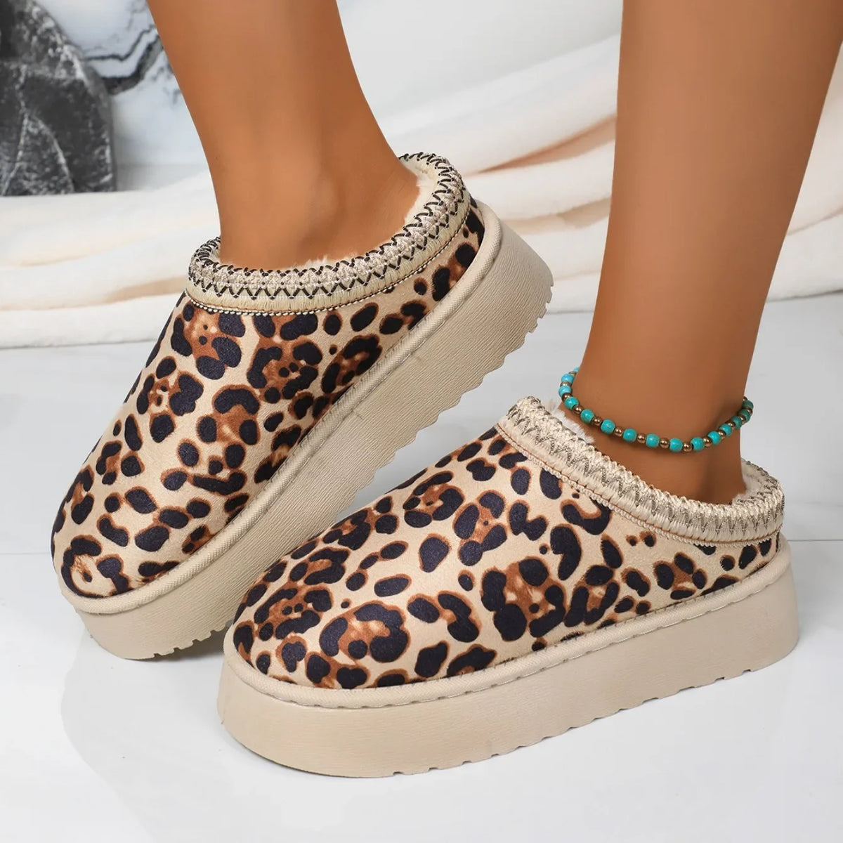 Chausson plateforme femme motif