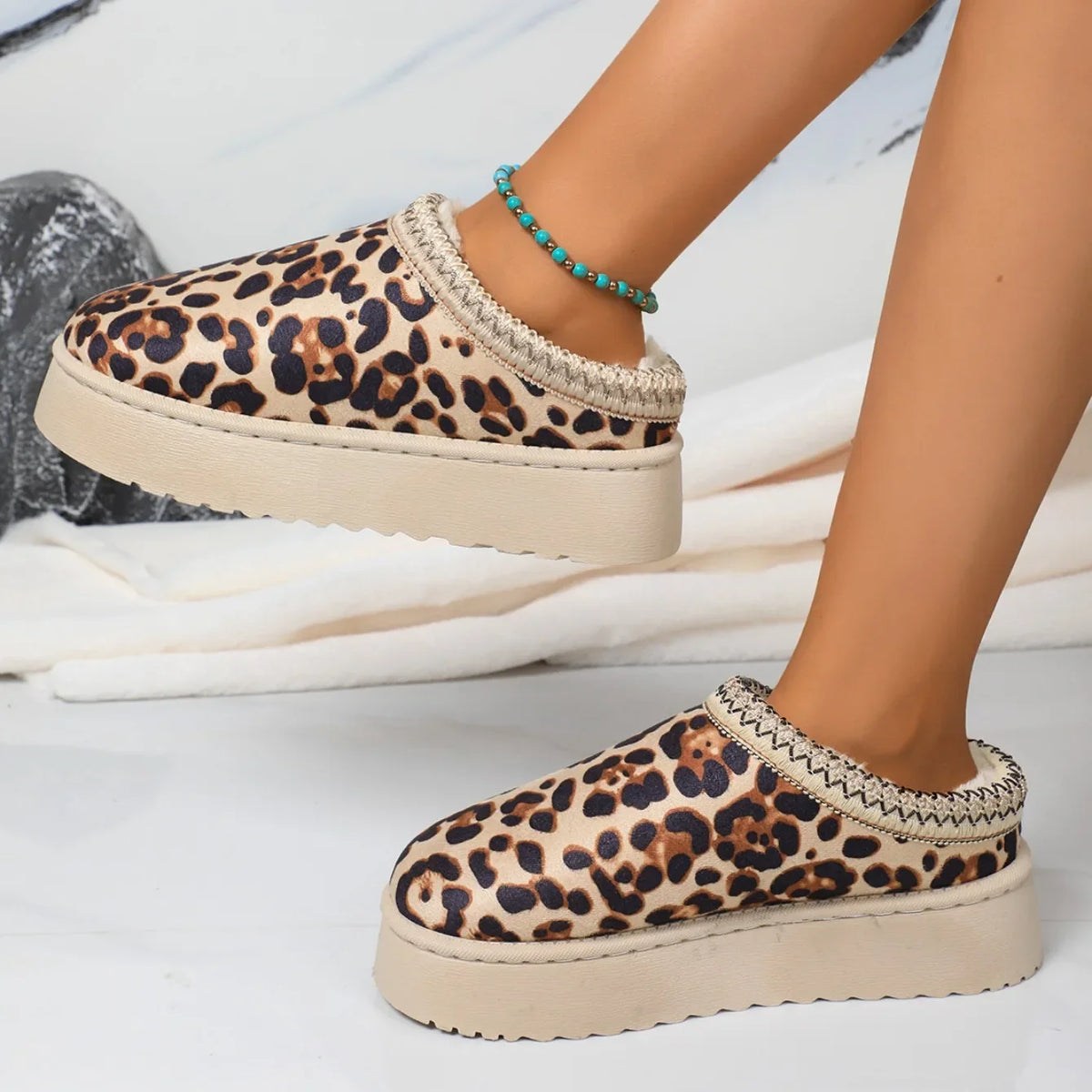 Chausson plateforme femme motif