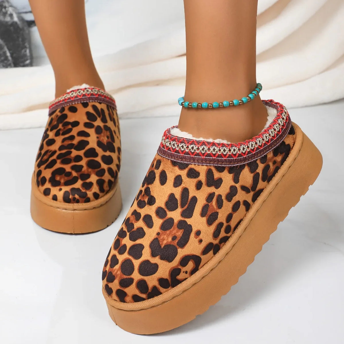 Chausson plateforme femme motif