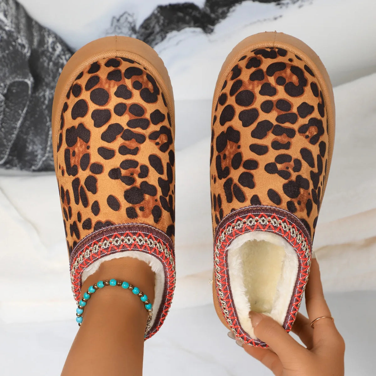 Chausson plateforme femme motif