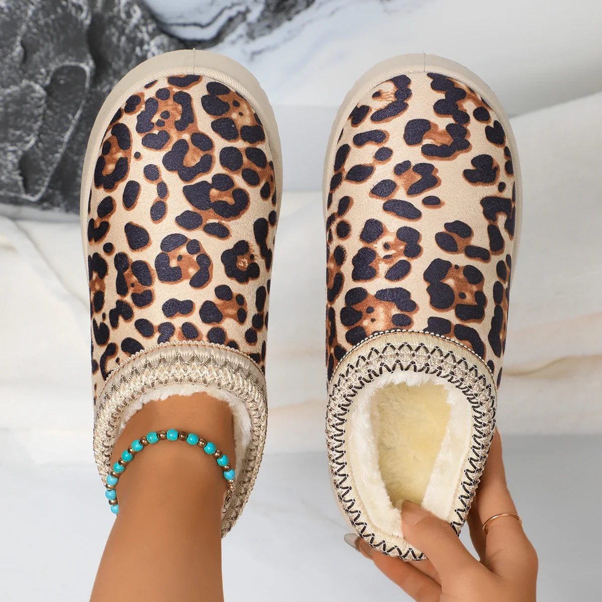 Chausson plateforme femme motif