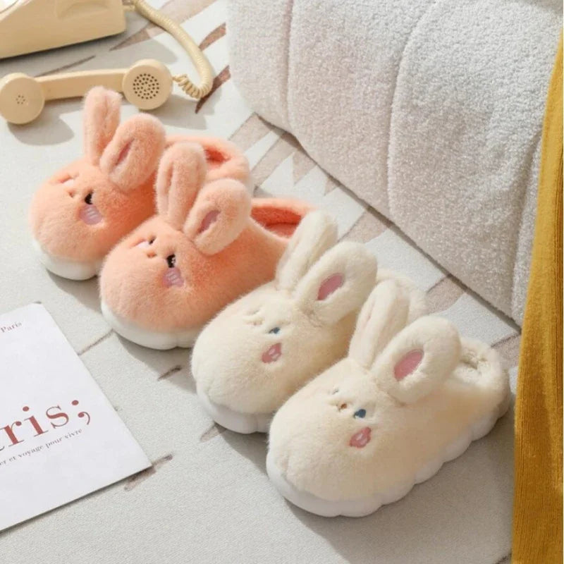 Chausson femme lapin fourrure