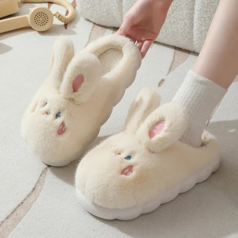 Chausson femme lapin fourrure