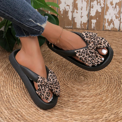 Sandales femme nœud léopard
