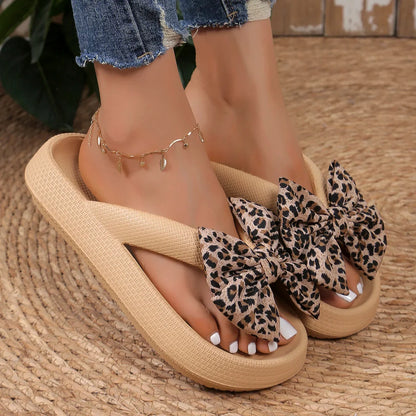 Sandales femme nœud léopard