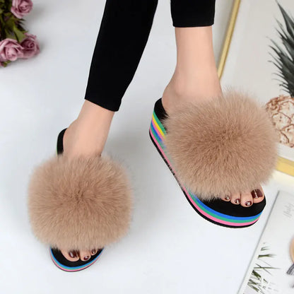 Chaussons fourrure femme compensés