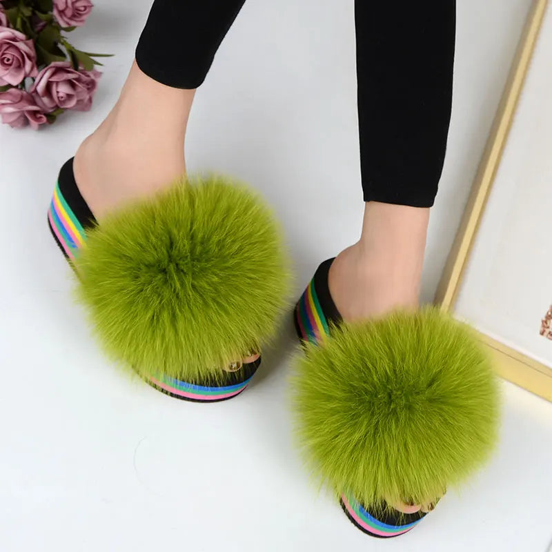 Chaussons fourrure femme compensés