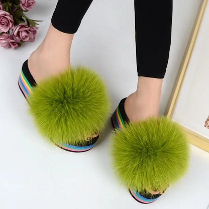 Chaussons fourrure femme compensés