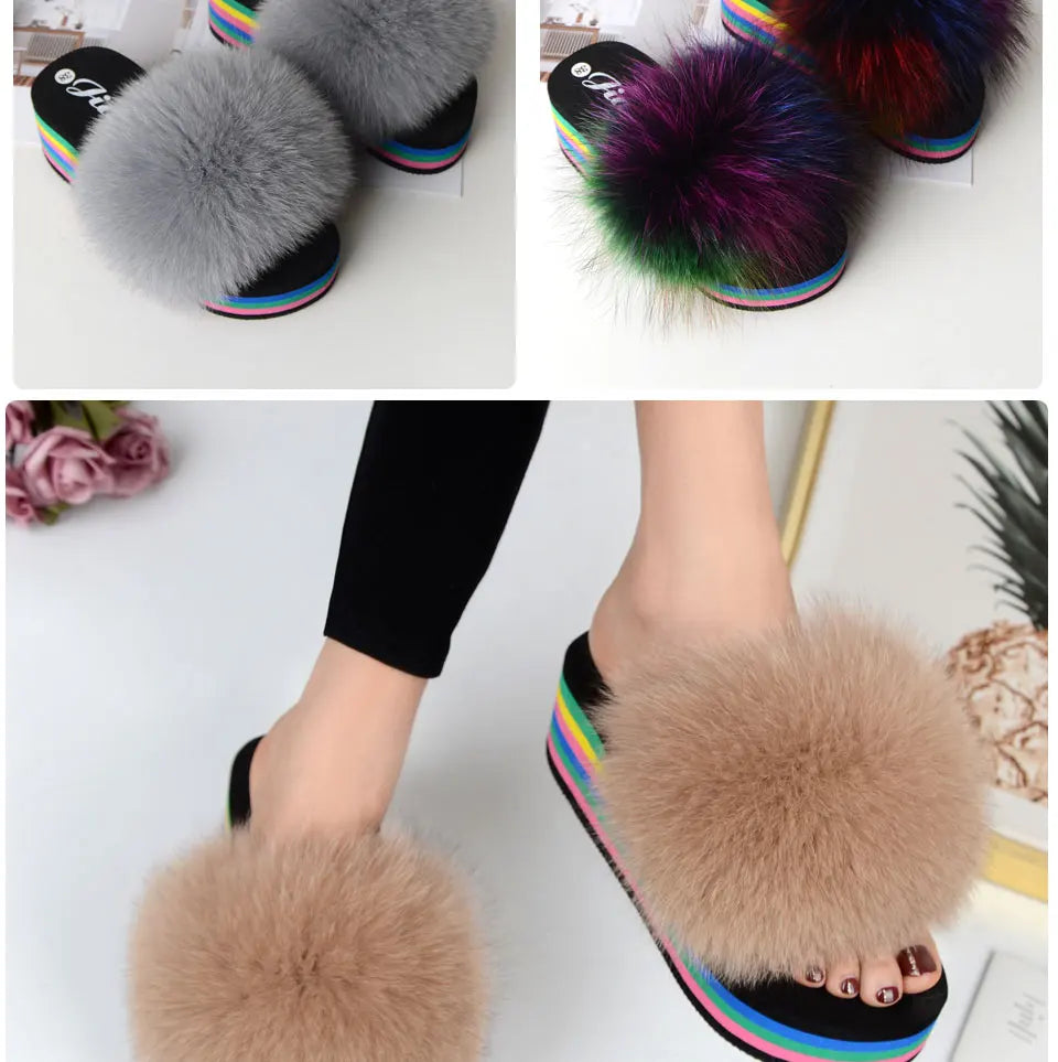 Chaussons fourrure femme compensés
