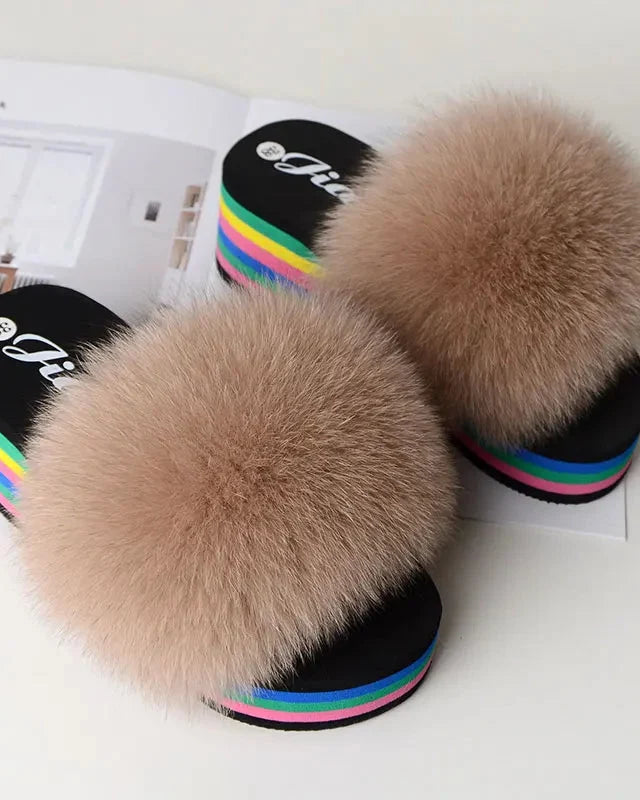 Chaussons fourrure femme compensés