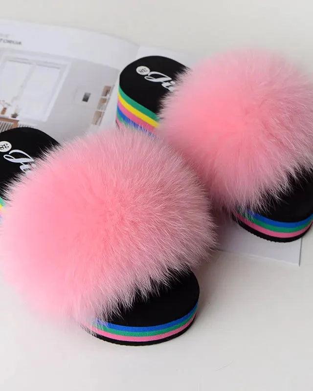Chaussons fourrure femme compensés