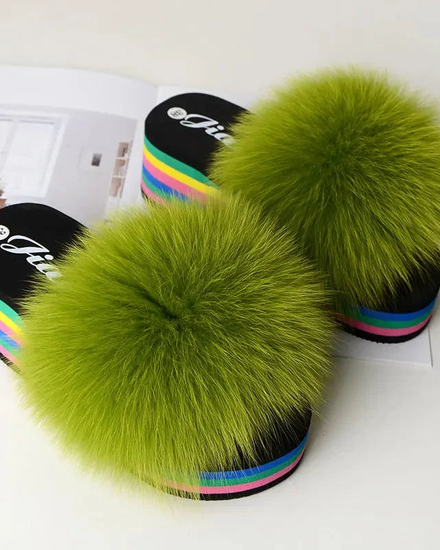 Chaussons fourrure femme compensés