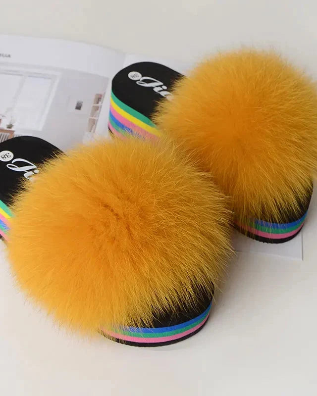 Chaussons fourrure femme compensés