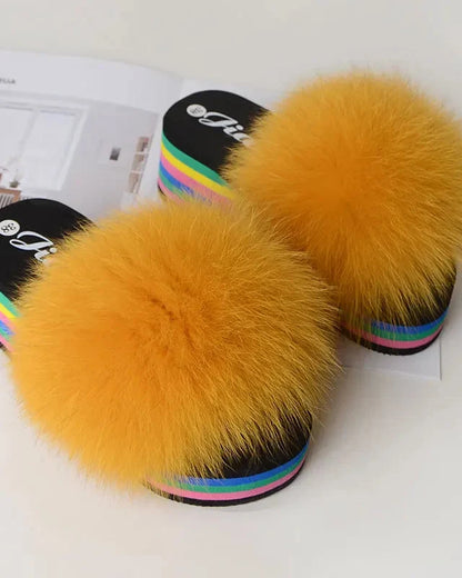 Chaussons fourrure femme compensés