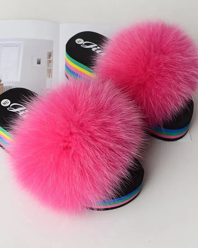 Chaussons fourrure femme compensés