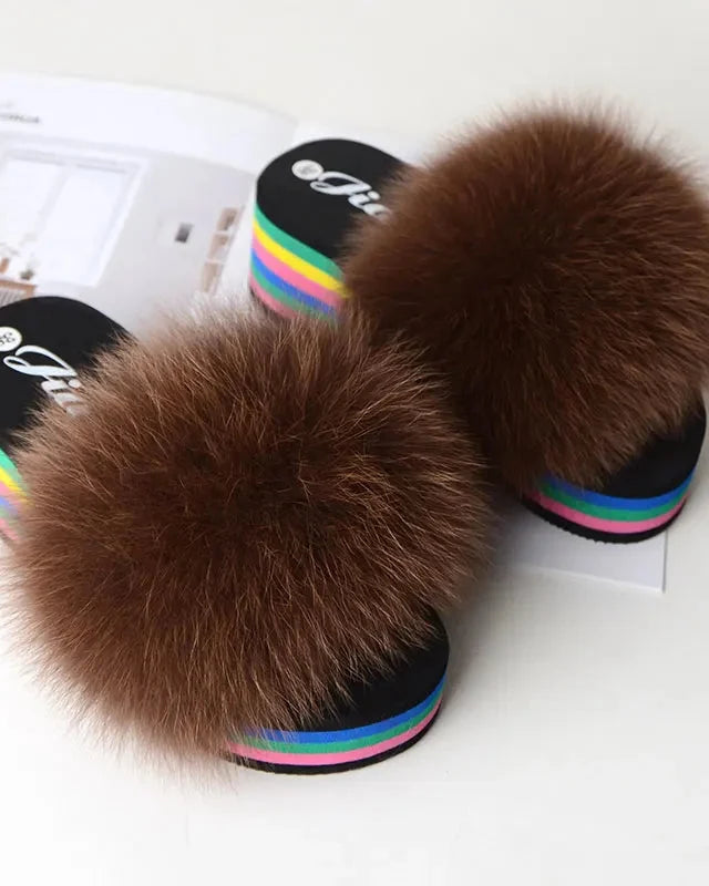 Chaussons fourrure femme compensés