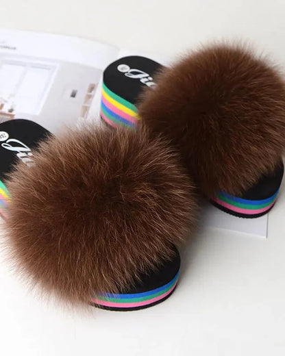 Chaussons fourrure femme compensés
