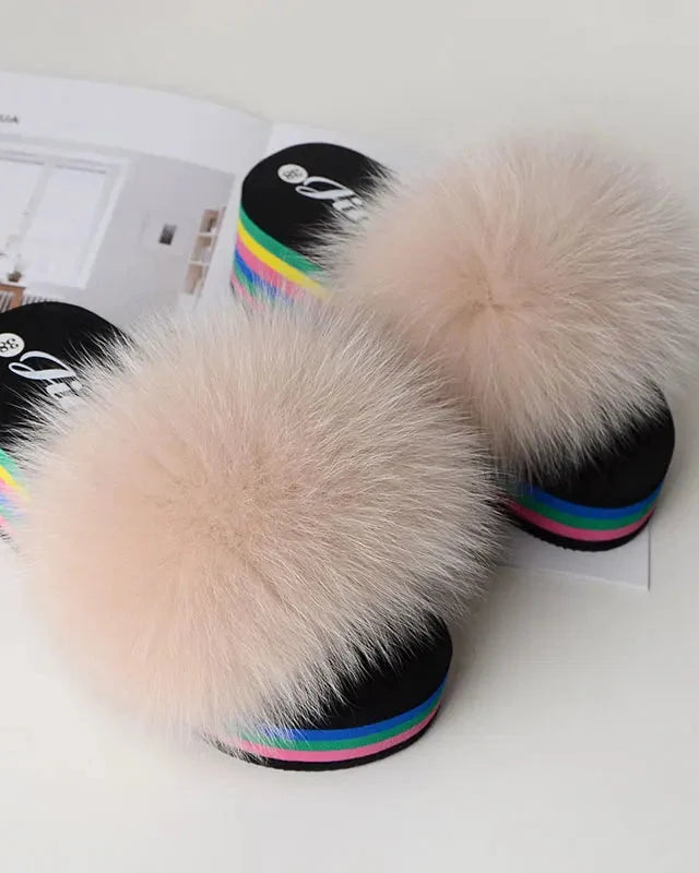 Chaussons fourrure femme compensés
