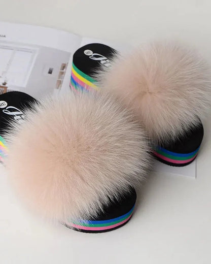 Chaussons fourrure femme compensés