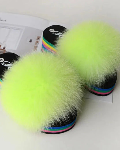 Chaussons fourrure femme compensés
