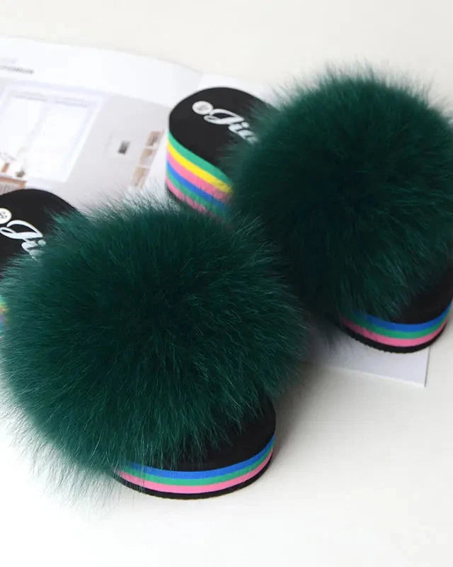 Chaussons fourrure femme compensés