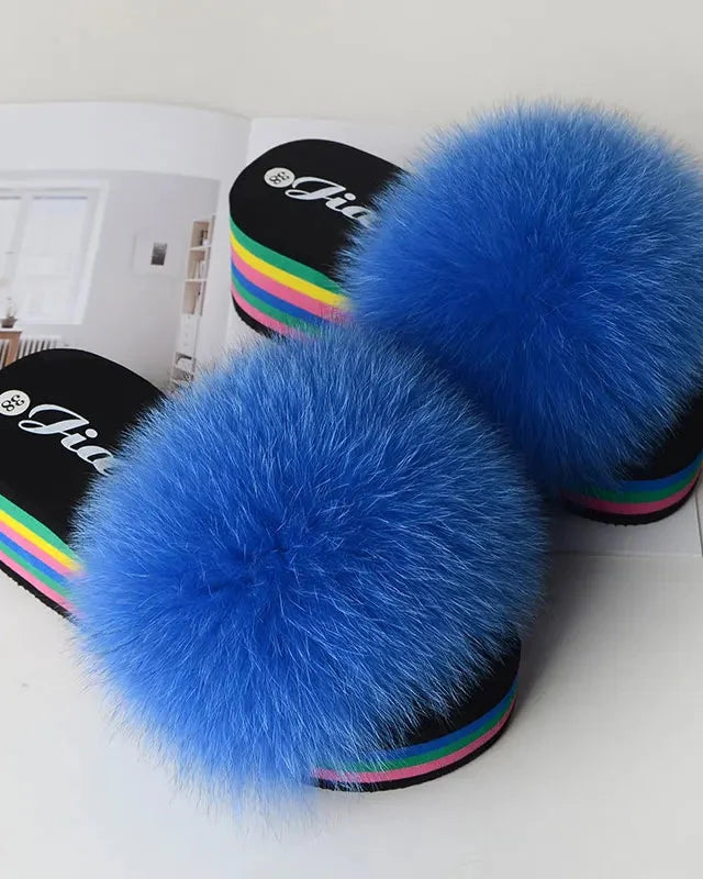 Chaussons fourrure femme compensés