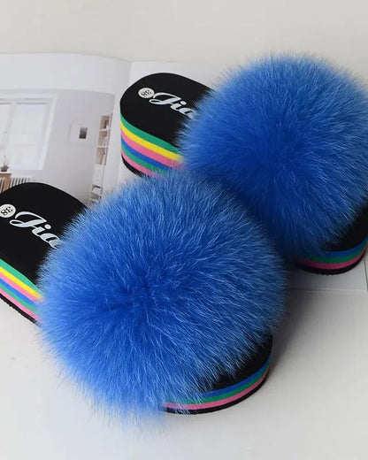 Chaussons fourrure femme compensés