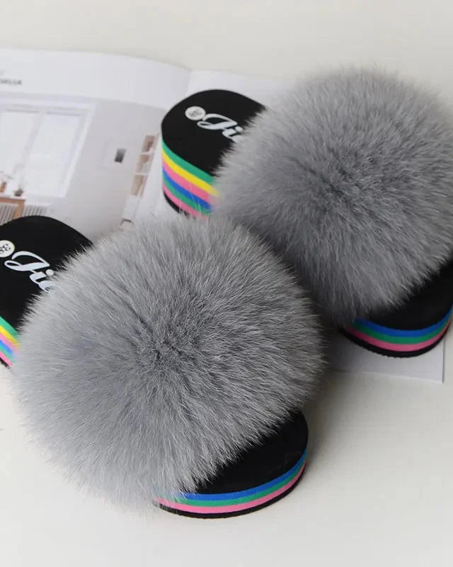 Chaussons fourrure femme compensés